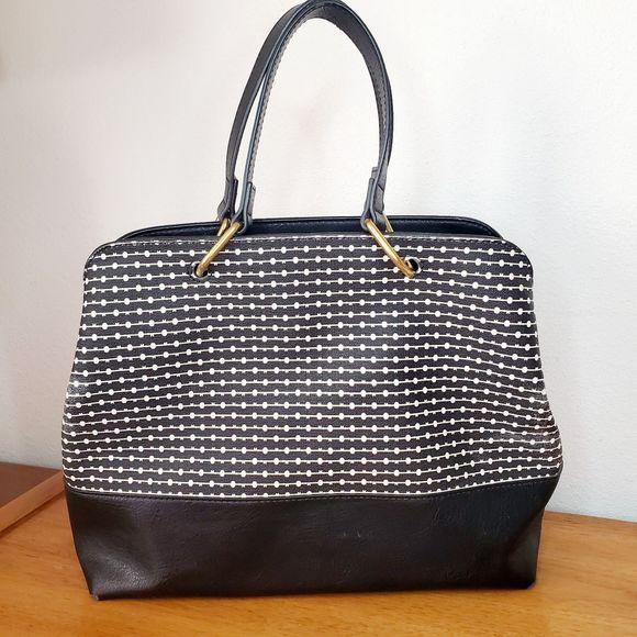 Fossil Lane Satchel Handbag Black Stripe ZB7480080 Casual Tote - Picture 1 of 11